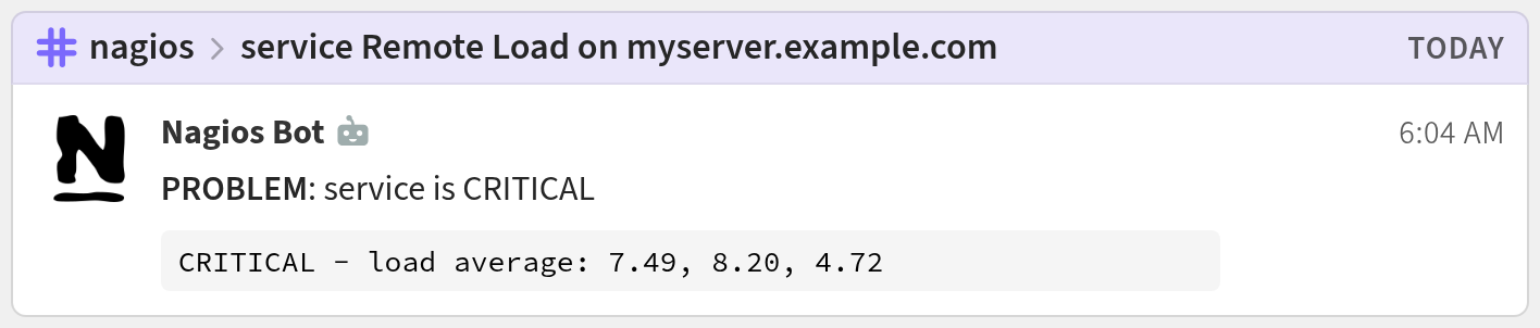 Nagios bot message